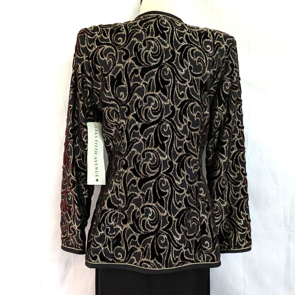 VTG Karen Lawrence Sz 10 Gold Black Brocade Velvet Jacket with Long Black Dress - Picture 6 of 16